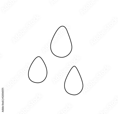 Vector isolated three rounded drops colorless black and white contour line drawing