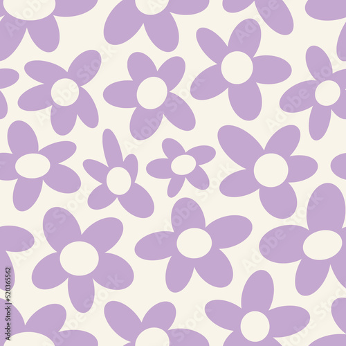 Y2K daisy flowers seamless pattern in groovy retro funky style. Organic shapes aesthetic print in cute 2000s trendy pallete. Curvy psychedelic summer floral decoration.