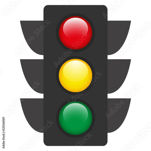 Illustration of a semaphore with switched on lamps on a white background