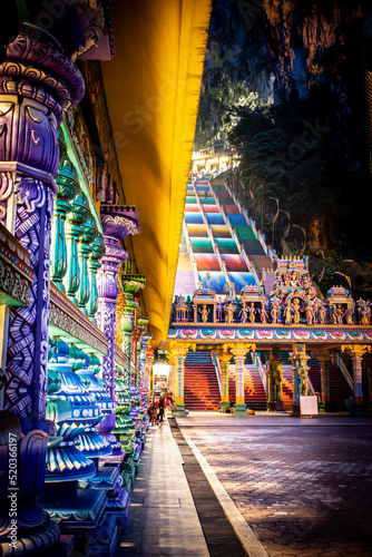 Photography Entrance to the Batu Caves, colorful temple, colorful stairs, Kuala Lumpur, Mala