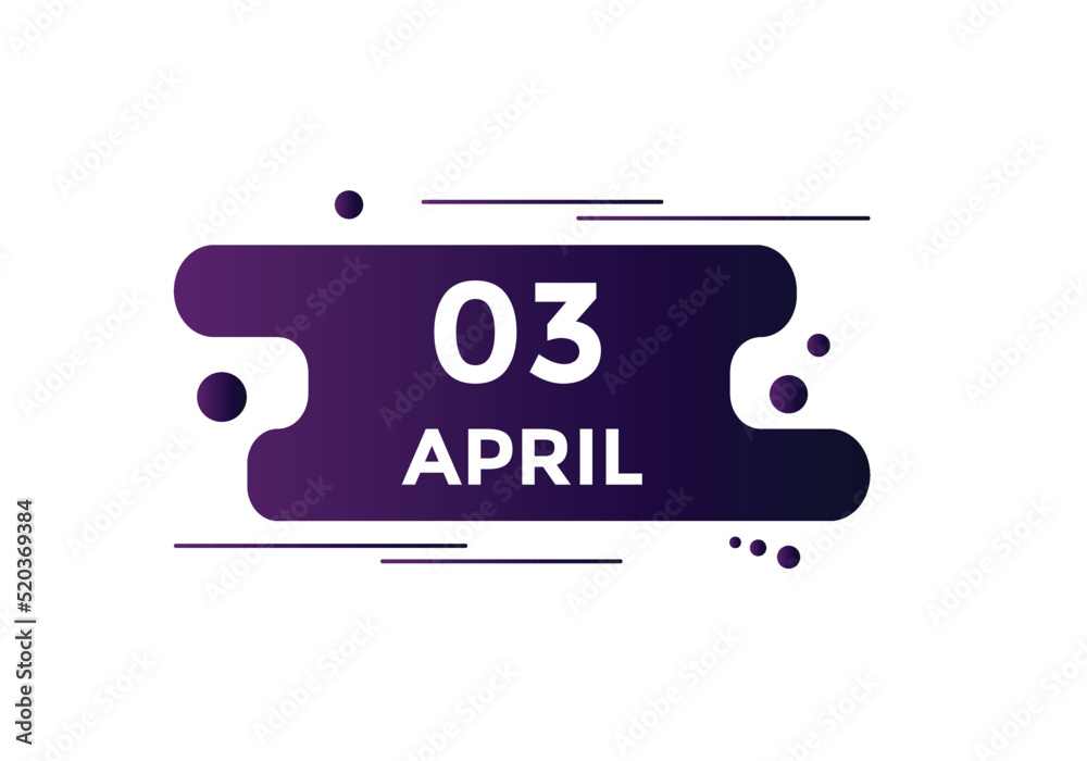 April 3 Calendar icon Design. Calendar Date 3rd April. Calendar template
April 3 Calendar icon Design. Calendar Date 3rd April. Calendar template