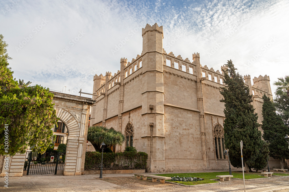 Palma de Mallorca, Spain. The Sa Llotja dels Mercaders or Lonja de los Mercaderes (Merchant Market), a Gothic building by Guillem Sagrera in the 15th Century