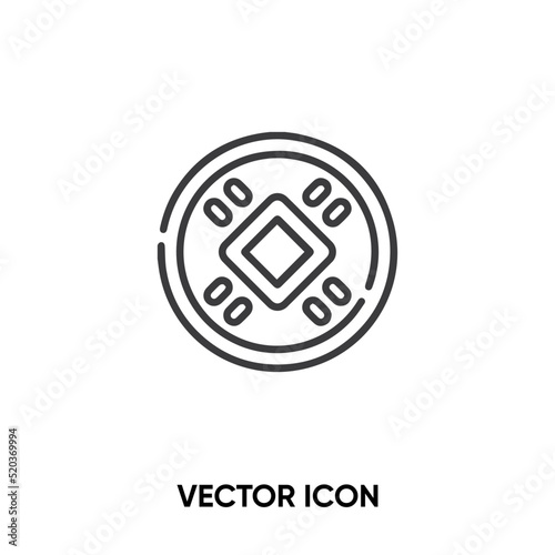 Chinese coin vector icon. Modern, simple flat vector illustration for website or mobile app.Coin ,money or 
gold symbol, logo illustration. Pixel perfect vector graphics
