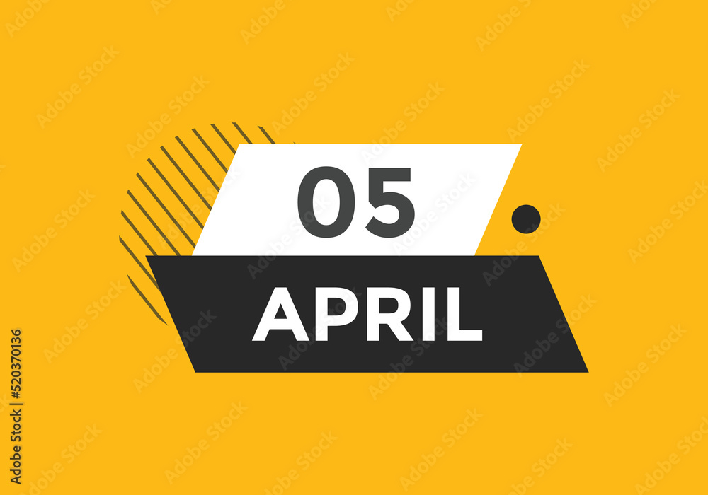 April 5 Calendar icon Design. Calendar Date 5th April. Calendar template
April 5 Calendar icon Design. Calendar Date 5th April. Calendar template