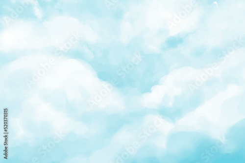 Abstract blue watercolor paint brush background. Cyan watercolour splash texture in pastel color. Vector pattern with blue watercolor cloud on white background