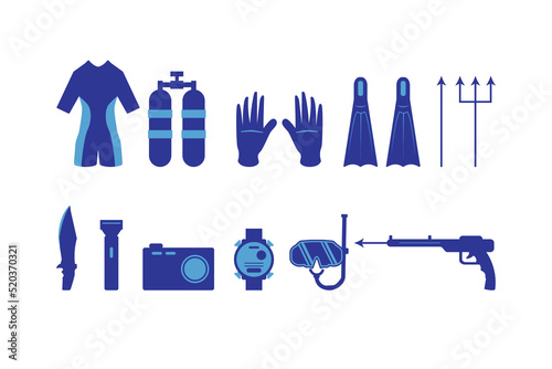 spearfishing underwater hunter design vector flat illustrations