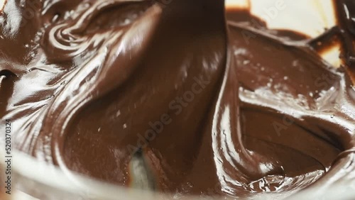 Stirring the mixture for chocolate mousse.
 photo
