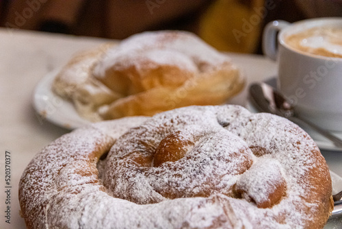 Palma de Mallorca, Spain. Two ensaimada, typical and traditional pastry product from the Balearic Islands