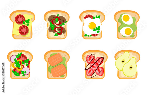 Sandwiches set with various fillings