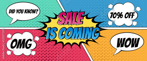 Banner for sale in retro comic style