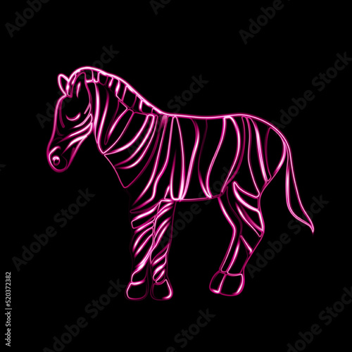 Vector illustration of zebra with neon effect. © Yuliia