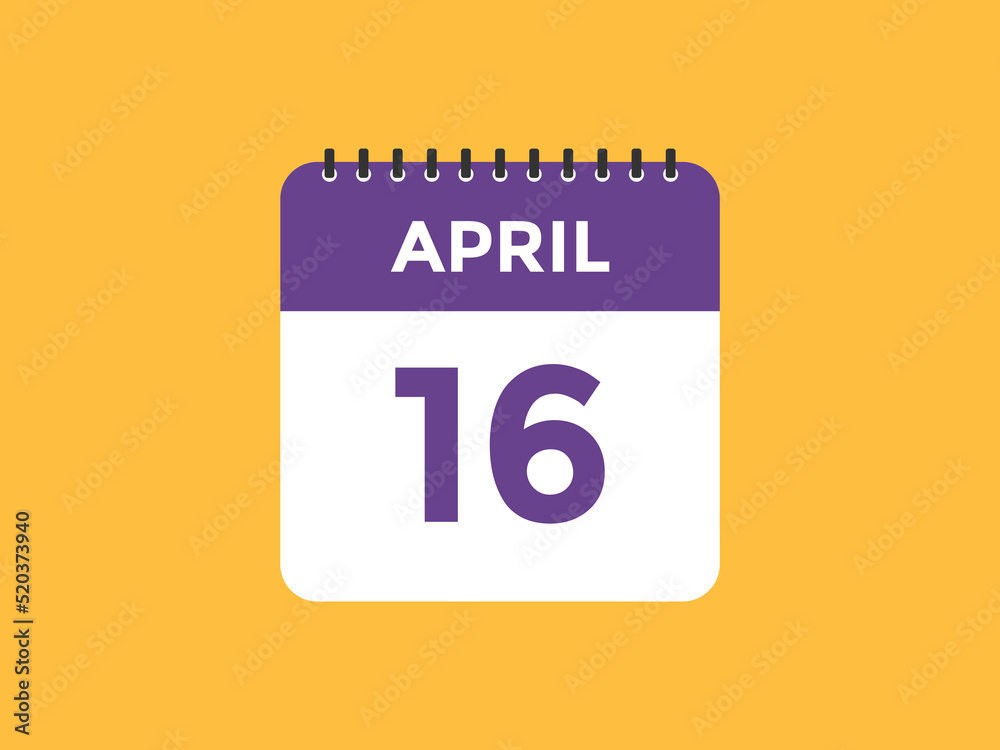 April 16 Calendar icon Design. Calendar Date 16th April. Calendar template
April 16 Calendar icon Design. Calendar Date 16th April. Calendar template