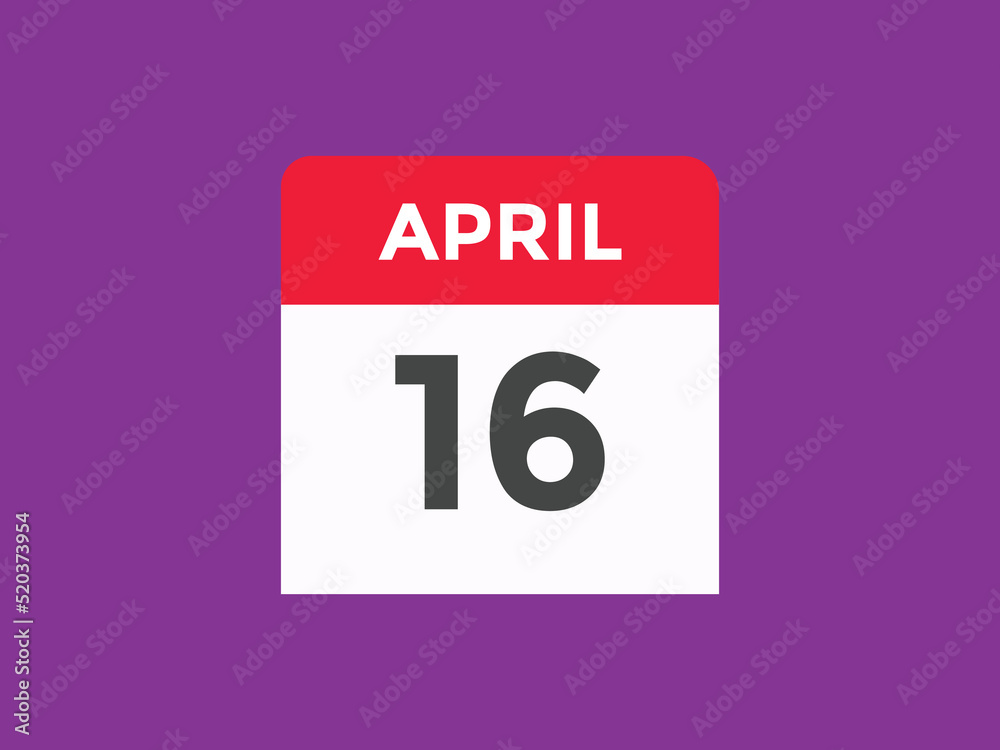 April 16 Calendar icon Design. Calendar Date 16th April. Calendar template
April 16 Calendar icon Design. Calendar Date 16th April. Calendar template