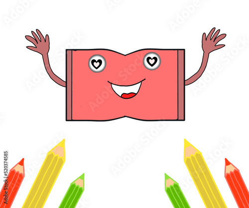set of funny cartoon pencils
