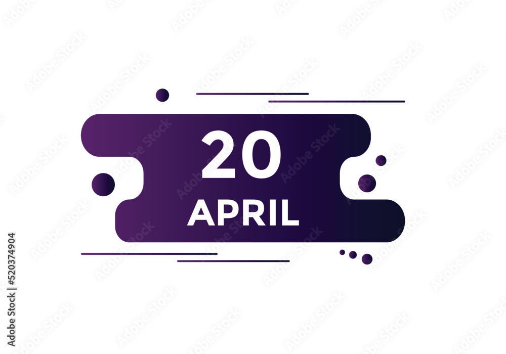 April 20 calendar reminder. 20th April daily calendar icon template. Vector illustration
April 20 calendar reminder. 20th April daily calendar icon template. Vector illustration