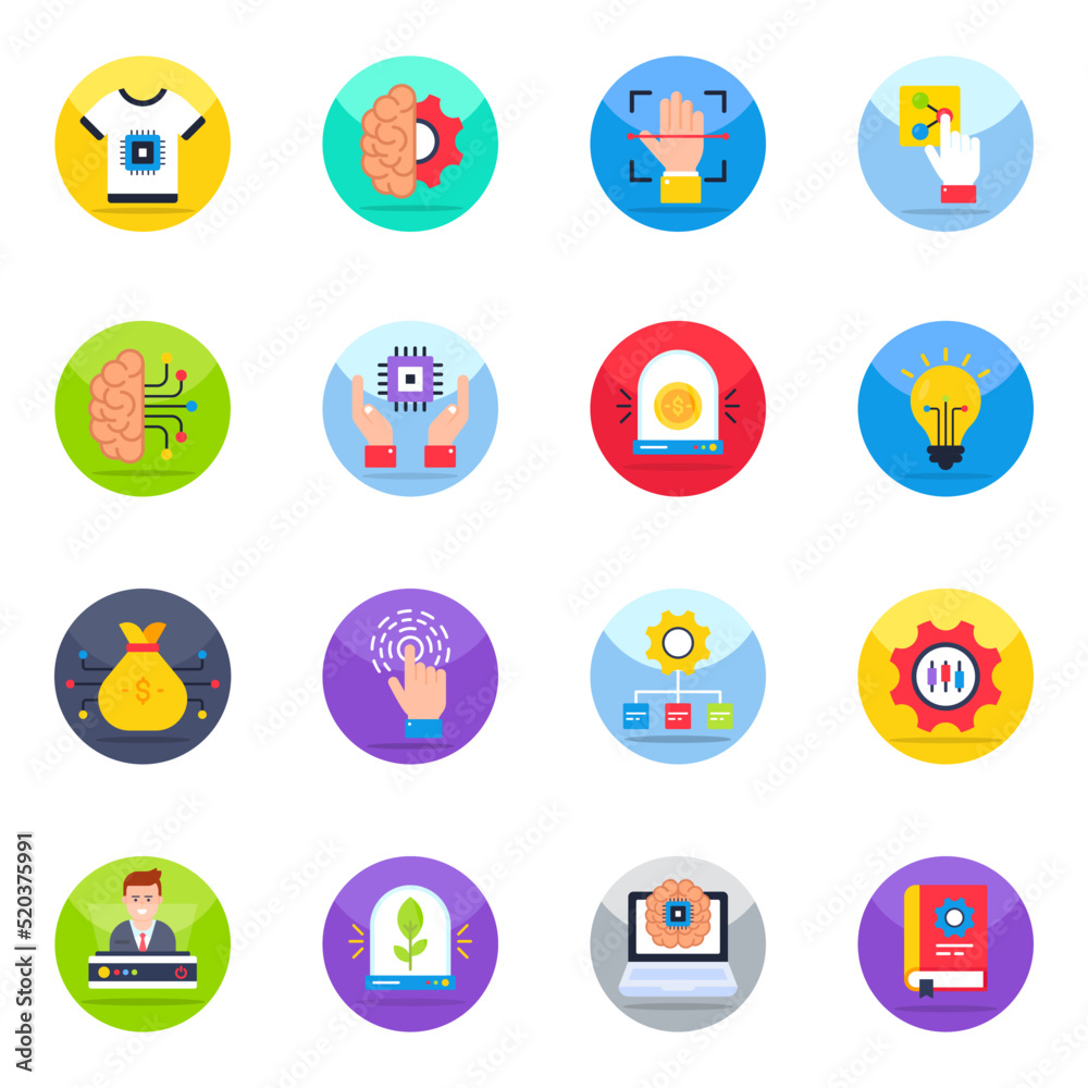 Pack of Artificial Intelligence Flat Icons Pack of Artificial Intelligence Flat Icons