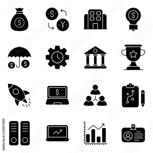 Pack of Financial Planning Solid Icons