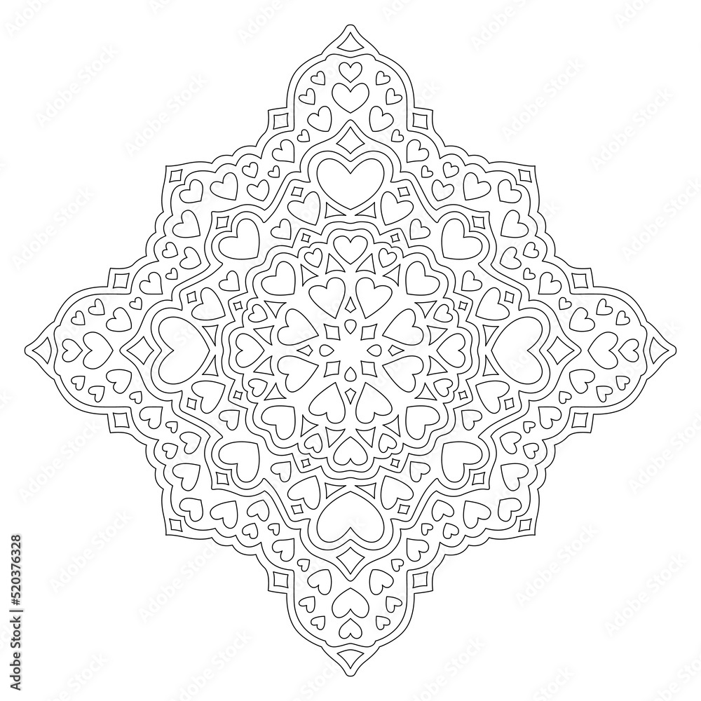 Valentine coloring book art with single pattern