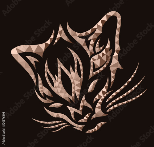 Low poly art with colorful red cat head