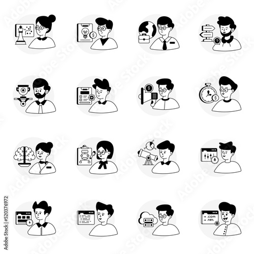 Pack of Business and Marketing Glyph Line Icons