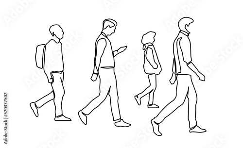 Urban commuters one continuous line drawing minimalism design sketch hand drawn vector illustration. People walking before or after work time on city street.