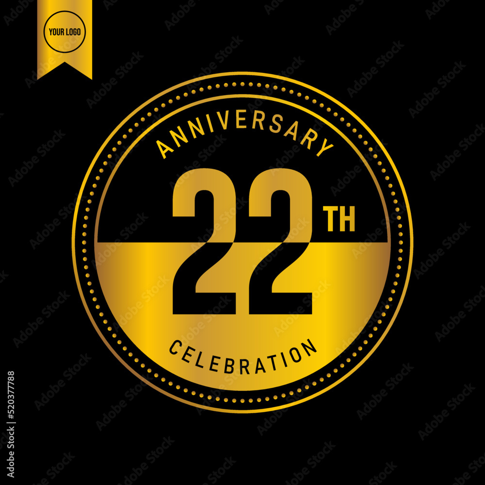 22 year anniversary design template. vector template illustration 22 year anniversary design template. vector template illustration