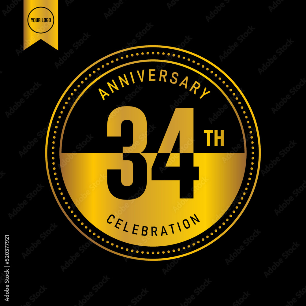 34 year anniversary design template. vector template illustration