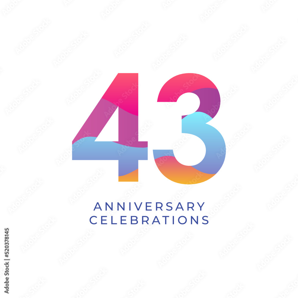 43 year anniversary design template. vector template illustration 43 year anniversary design template. vector template illustration