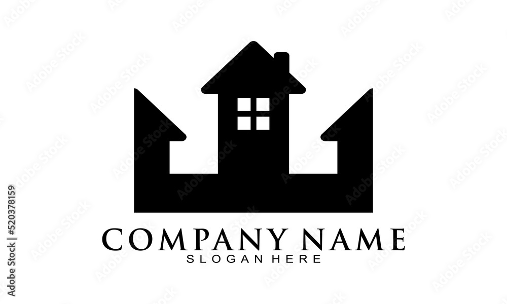 House with crown symbol vector logo