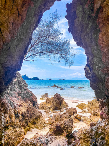 Koh Phayam beach Hin Talu with rock arch formation in Ranong, Thailand. © pierrick