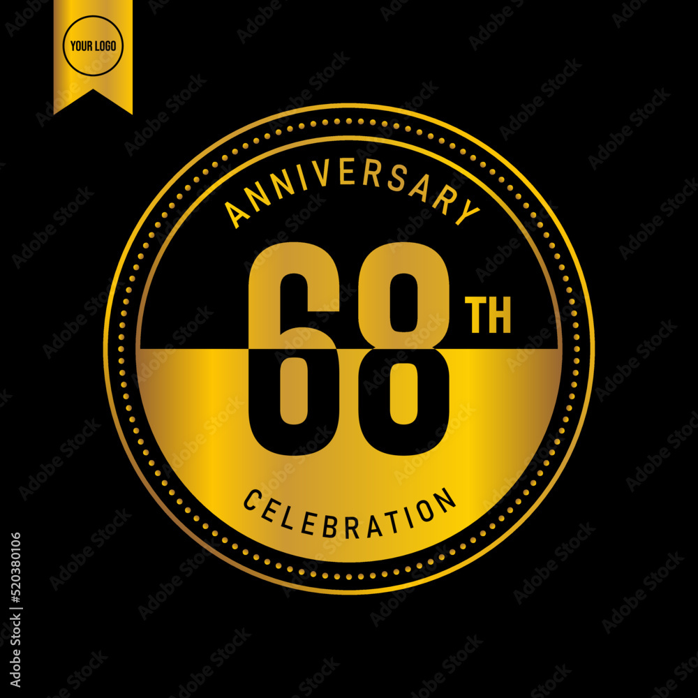 68 year anniversary design template. vector template illustration