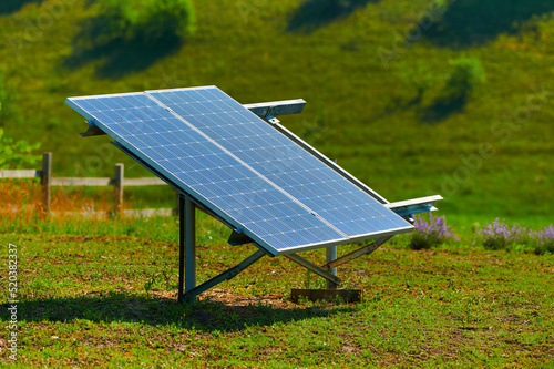 solar panel in nature, green alternative energy