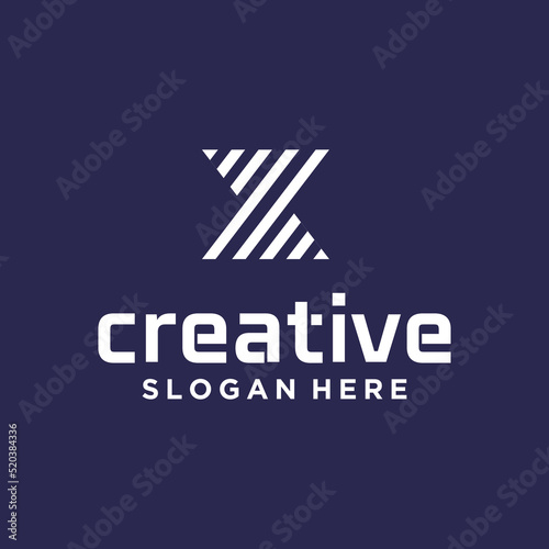 Creative x technology logo set minimalist trendy letter x shape logo creative geometric sign logo