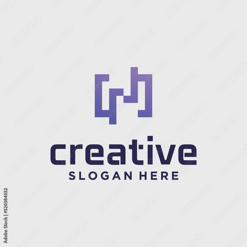 Creative n technology logo set minimalist trendy letter n shape logo creative geometric sign logo