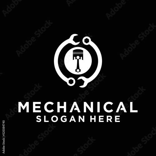 Mechanic logo vehicle and industrial engine repair logo design templates vector illustrations