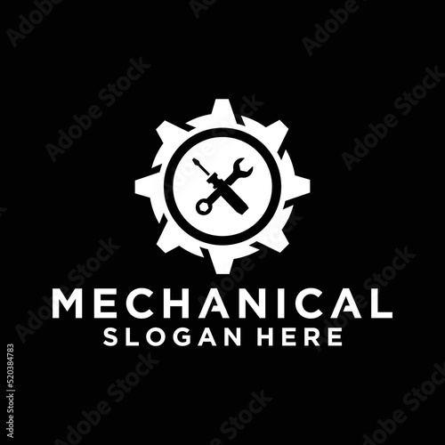 Mechanic logo vehicle and industrial engine repair logo design templates vector illustrations