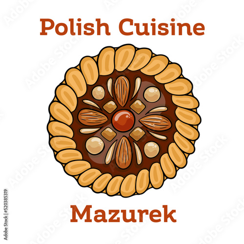 Mazurek traditional polish easter cake on white background