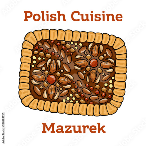 Mazurek traditional polish easter cake on white background