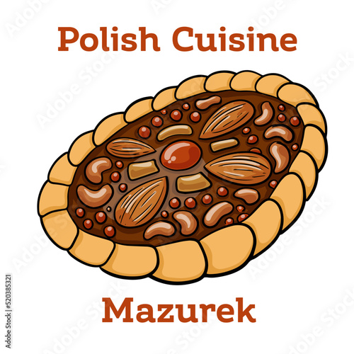 Mazurek traditional polish easter cake on white background