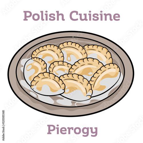 Traditional polish pierogi. Dumplings, filled with mashed potatoes.