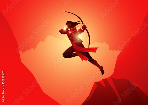 Lord Rama aiming with bow and arrow photo
