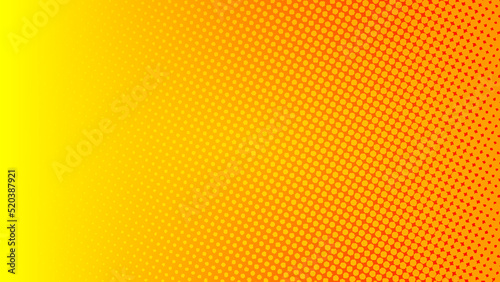 Yellow and orange pop art retro comic background with halftone dots