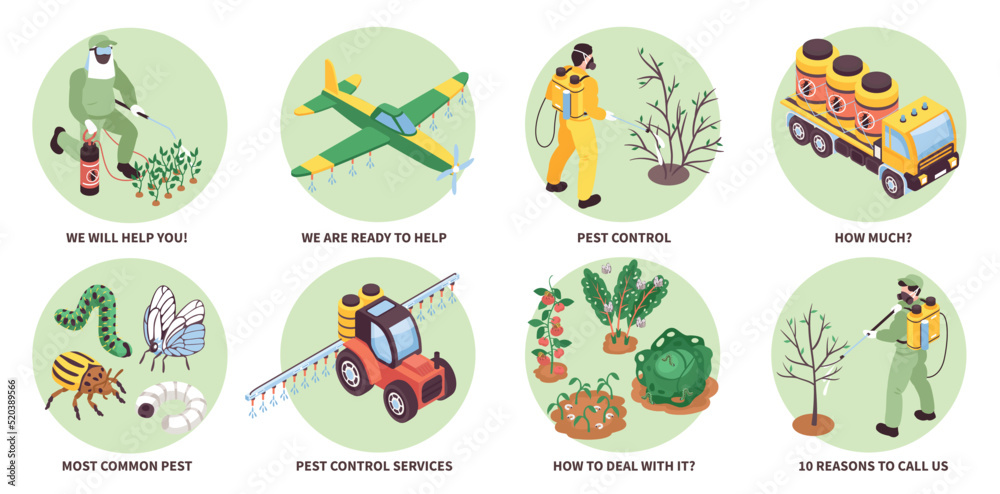 Isometric Agriculture Pest Control Set Isometric Agriculture Pest Control Set