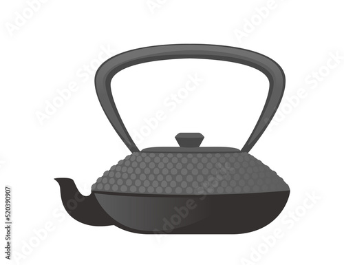 Black ceramic teapot for green matcha tea ceremony vector illustration isolated on white background