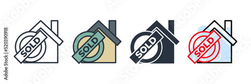 Sold house icon logo vector illustration. home sold symbol template for graphic and web design collection