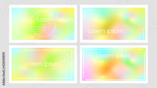 Blurred backgrounds set with modern abstract gradient patterns on white. Smooth templates collection for brochure  poster  banner  flyer and cards