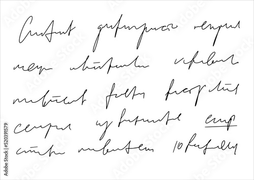 Handwritten Unreadable illegible text. Abstract handwriting of fictional language.