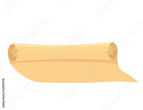 Papyrus ancient or medieval scroll with damage vector illustration isolated on white background