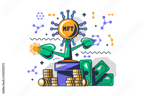 Nft cryptocurrency investment business vector
