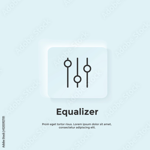 equalizer line icon, Neumorphic style button. Vector UI icon Design.  Neumorphism.  Vector line icon for Business and Advertising